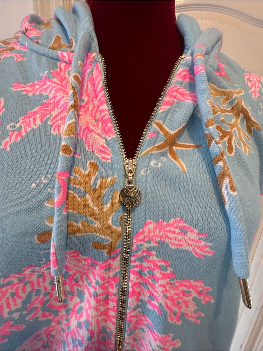 NWOT Lilly Pulitzer Sz XL Avida Zip-up Terry Hoodie Multi Royal Coral - Picture 6 of 10